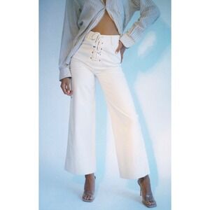 Baserange Women's Bayou Wide Leg Pants Off White Size 29‎ Organic Cotton Neutral